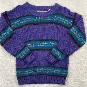 Vintage Saturdays 100% Acrylic Purple Patterned Sweater size Medium
